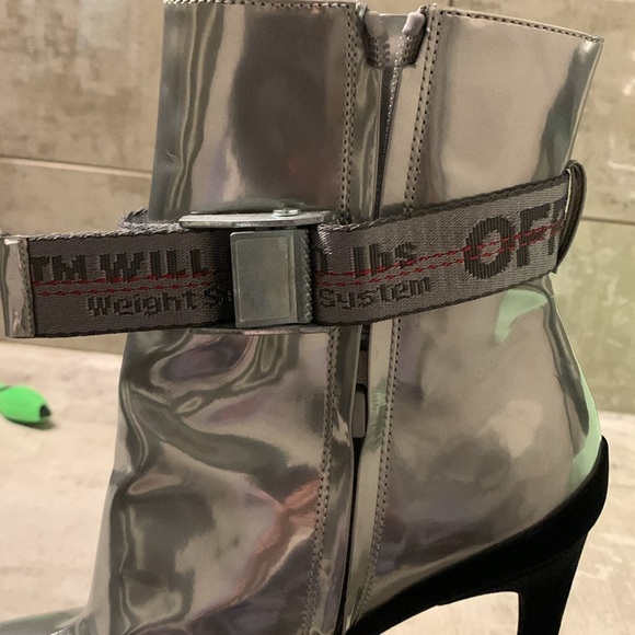 Off-White Silver Ankle Boots - Picture 7 of 7